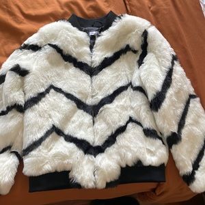 Faux fur bomber jacket